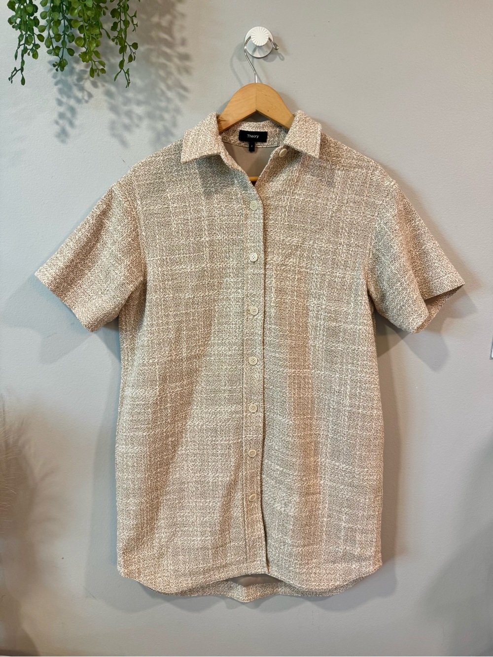 Nwt Theory Beige Tweed Mini Dress Sz P
